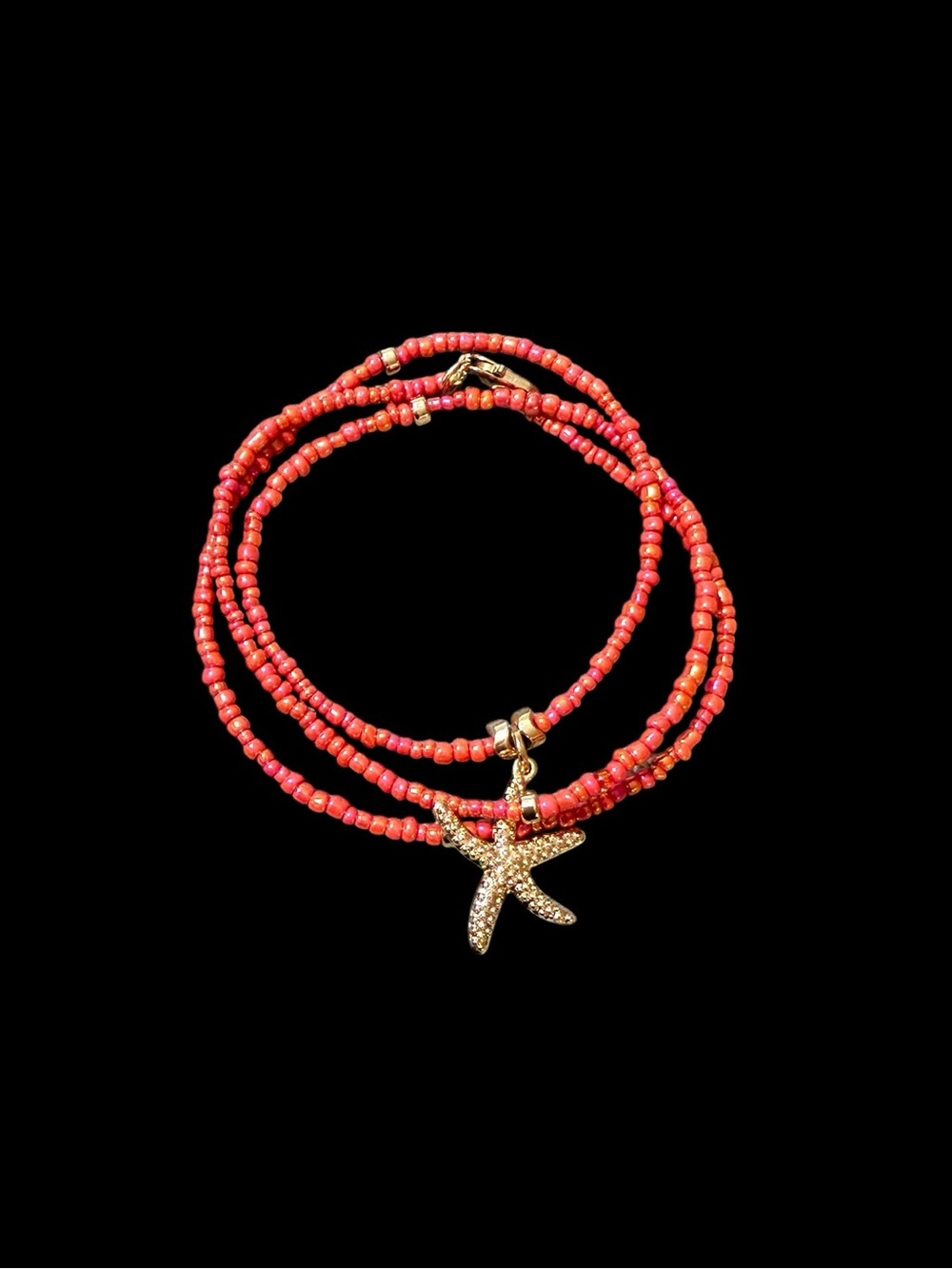 Starfish Red Beaded Necklace.